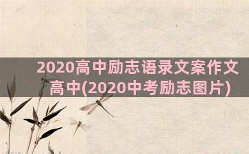 2020高中励志语录文案作文高中(2020中考励志图片)