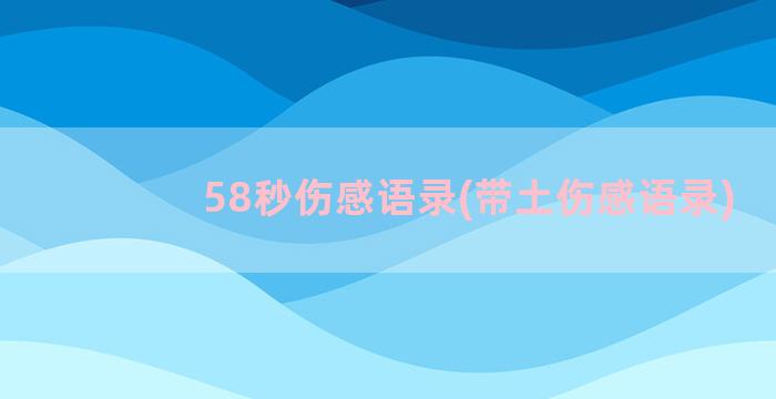 58秒伤感语录(带土伤感语录)