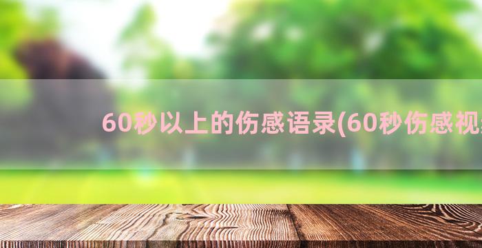 60秒以上的伤感语录(60秒伤感视频)