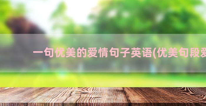 一句优美的爱情句子英语(优美句段爱情)