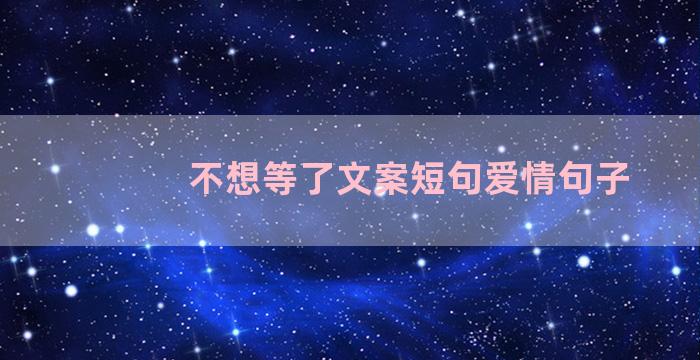 不想等了文案短句爱情句子