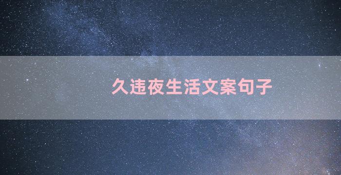 久违夜生活文案句子