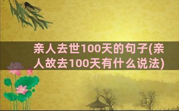 亲人去世100天的句子(亲人故去100天有什么说法)