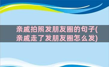 亲戚拍照发朋友圈的句子(亲戚走了发朋友圈怎么发)