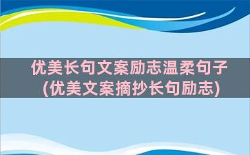 优美长句文案励志温柔句子(优美文案摘抄长句励志)