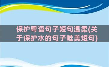 保护粤语句子短句温柔(关于保护水的句子唯美短句)