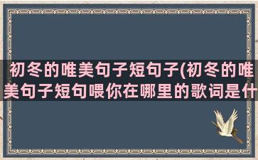 初冬的唯美句子短句子(初冬的唯美句子短句喂你在哪里的歌词是什么歌)