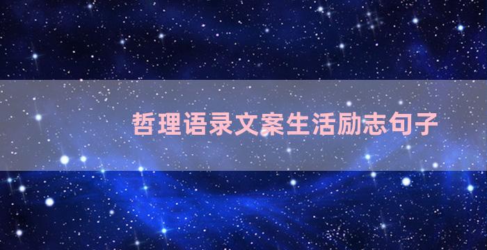 哲理语录文案生活励志句子