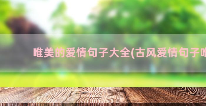 唯美的爱情句子大全(古风爱情句子唯美)