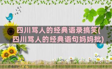 四川骂人的经典语录搞笑(四川骂人的经典语句妈妈批)