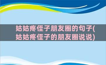 姑姑疼侄子朋友圈的句子(姑姑疼侄子的朋友圈说说)