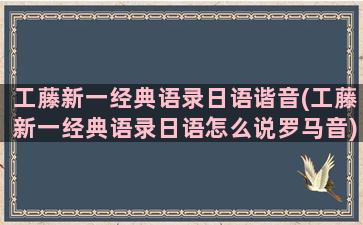 工藤新一经典语录日语谐音(工藤新一经典语录日语怎么说罗马音)