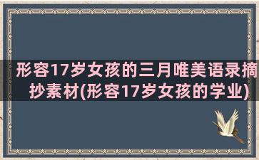 形容17岁女孩的三月唯美语录摘抄素材(形容17岁女孩的学业)