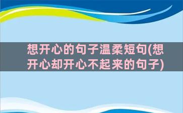 想开心的句子温柔短句(想开心却开心不起来的句子)