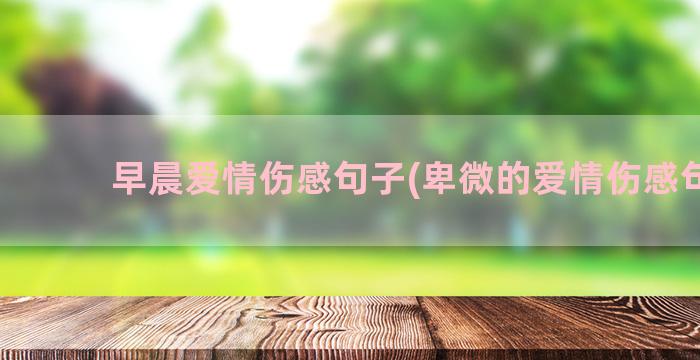 早晨爱情伤感句子(卑微的爱情伤感句子)