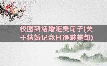 校园到结婚唯美句子(关于结婚记念日得唯美句)