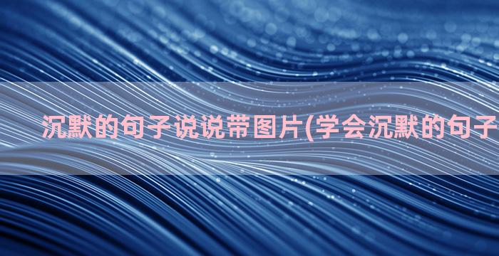 沉默的句子说说带图片(学会沉默的句子说说心情)