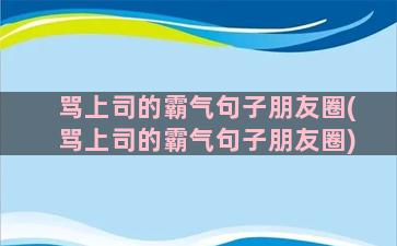 骂上司的霸气句子朋友圈(骂上司的霸气句子朋友圈)